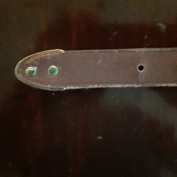 Ladies Brown Leather Belt w/Gold Tone Buckle, Size Lg 32.5" approx - Picture 7 of 7